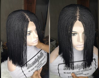 Blunt Cut Micro Braids, Micro Braid Wig, Wig for Black Women, Braid Wigs, Lace Closure Wig, Lace Wig, Twist braided wig, Twist Braid Wig.