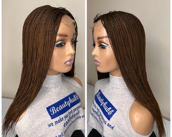 Ready to wear Micro Feathers Box Braids, Micro Braid Wig, Wig for Black Women, Lace Closure Wig, Lace Wig, braided wig, Braid Wig.