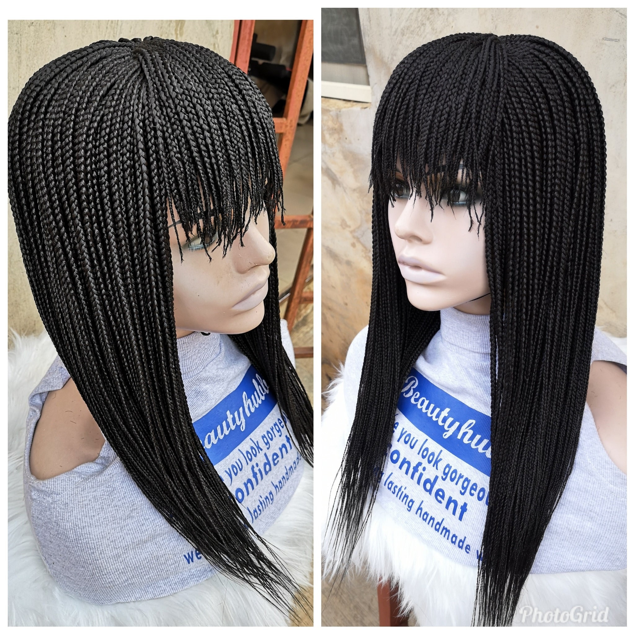 Box braids with bangs deals