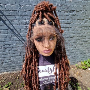 Ready to Ship Color 30 brown wig, low density Faux Locs, wig for black women, Braid wig, Full Lace Wig, Lace Wig, Lace Wigs