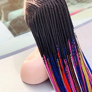 Rainbow Ombre Cornrow Box Braid Wig for Black Women Braided - Etsy