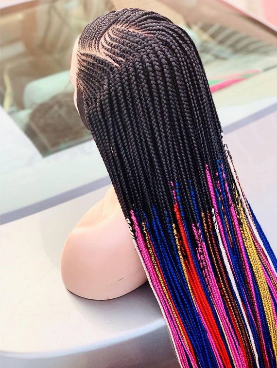 Rainbow Ombre Cornrow Box Braid Wig for Black Women Braided Front Lace  Human Hair Wig Braided Wigs, Braids Wigs, Lace Wig, Box Braids -   Ireland