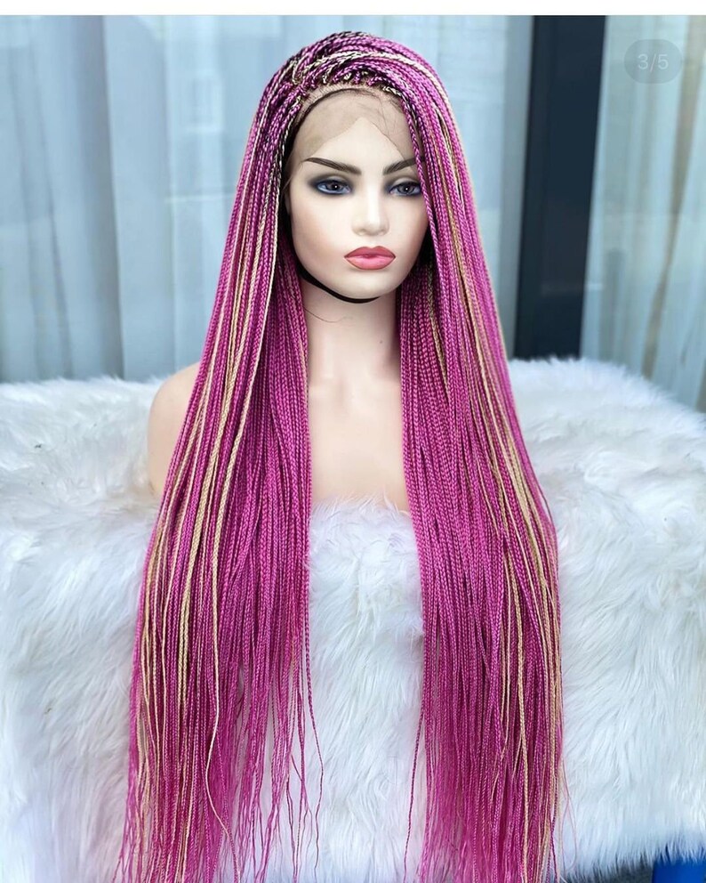 Pink Micro Box Braid Wig Braid Wig for Black Women Wigs Etsy