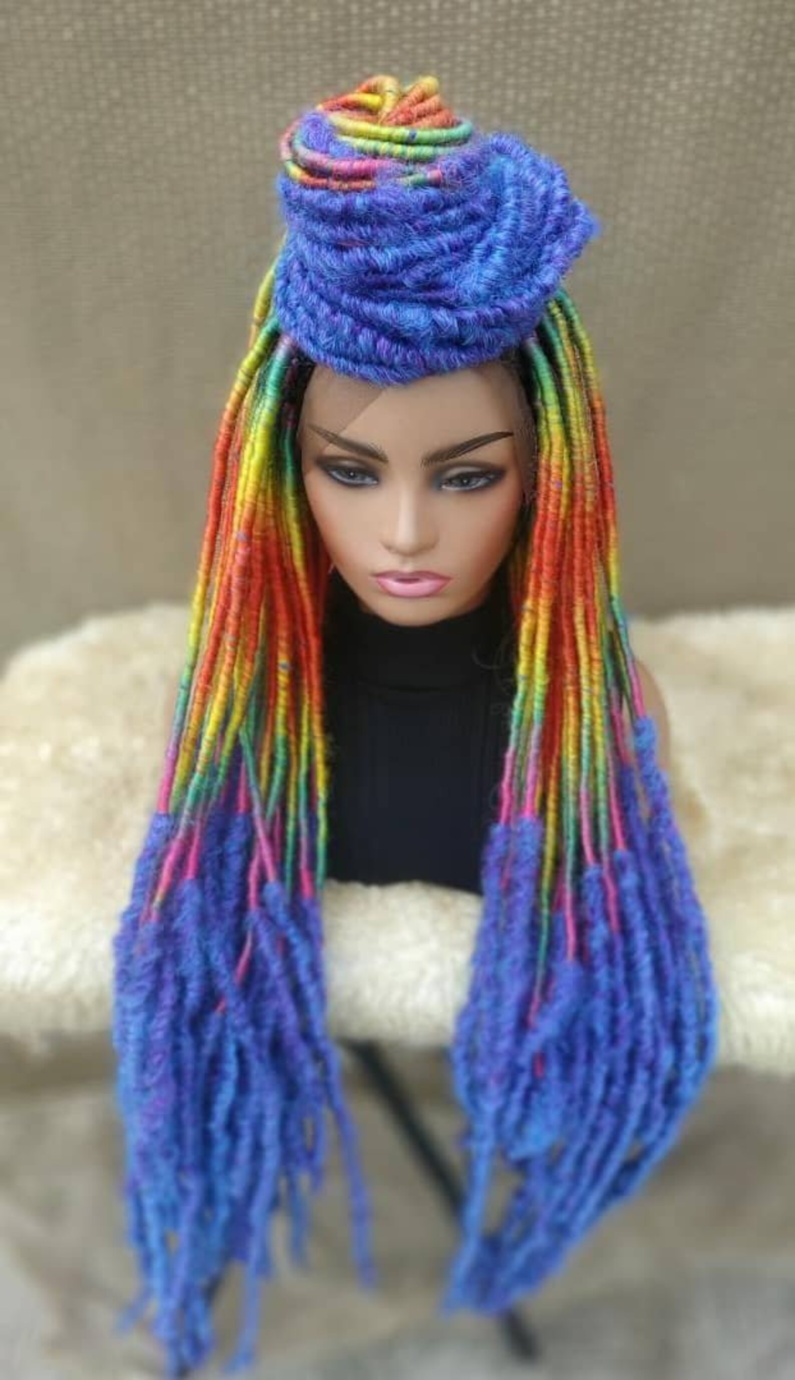 Multicolor Dreadlock wig Braid Wig black woman lace front Etsy