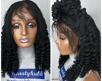 Ready to ship  Black Micro Braids Wig, Wig for Black Women, Braid Wigs, Lace Closure Wig, front Lace Wig, braided wig, Twist Braid Wig.