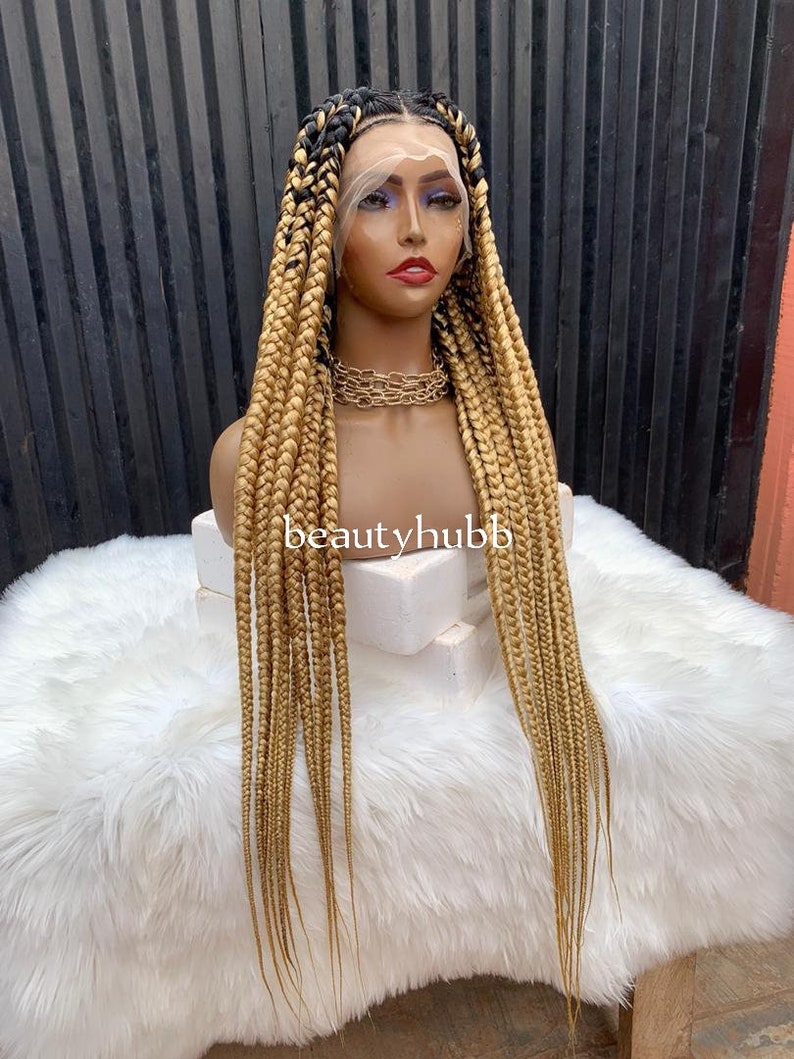 Jumbo Knotless Box Braid Wig Black Woman Human Hair Wig Etsy UK