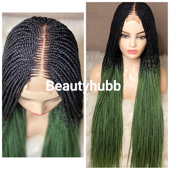 Green Ombre Box Braid Wig for Black Women Box Braid Wigs, Braided Wig, Lace  Wigs, Braid Wigs, Lace Wigs Lace Closure Wig Human Hair Wig 