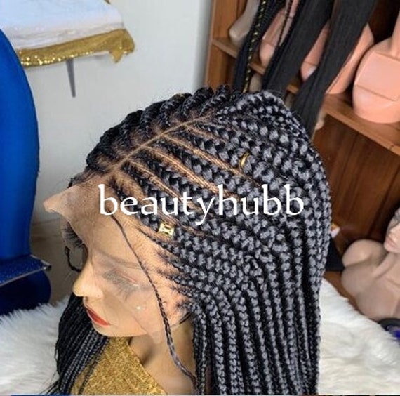 Cornrow Box Braid Wig for Black Women Braided Wigs, Braids Wigs, Lace Wig,  Box Braids Full Lace Human Hair Wig Custom Handmade African Woman -   Canada