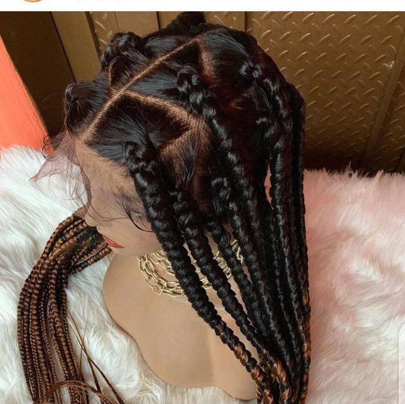 Jumbo Knotless Box Braid Wig Black Woman Full Lace Front - Etsy