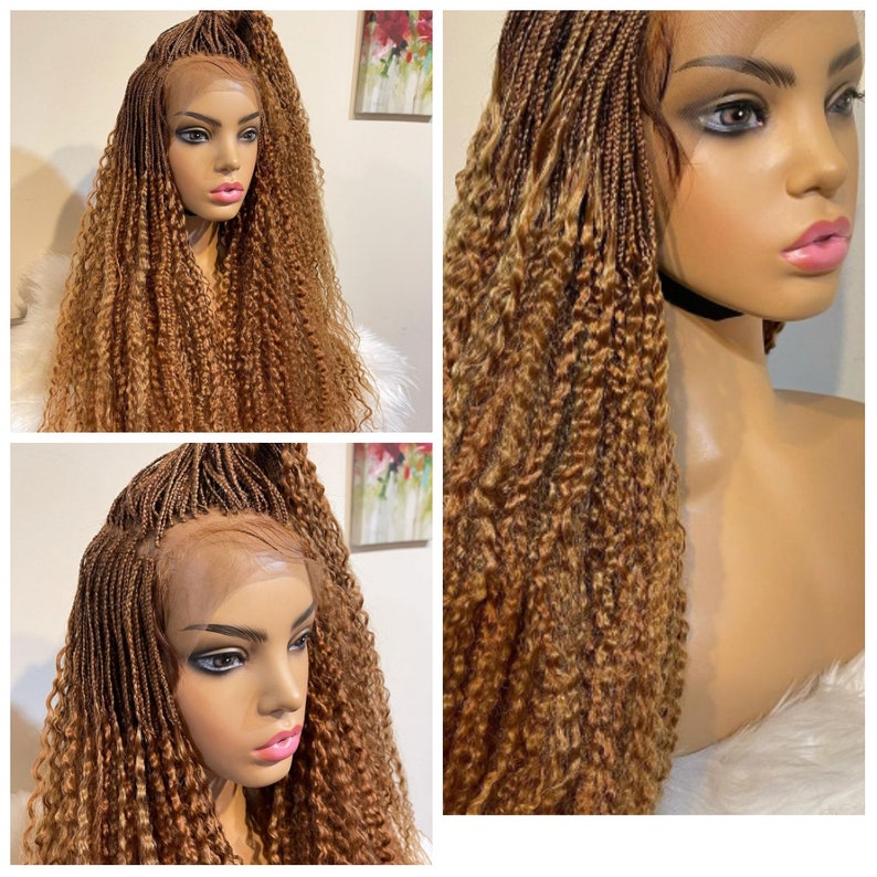 Box Braid Wig With Curls for Black Women Braided Front Etsy