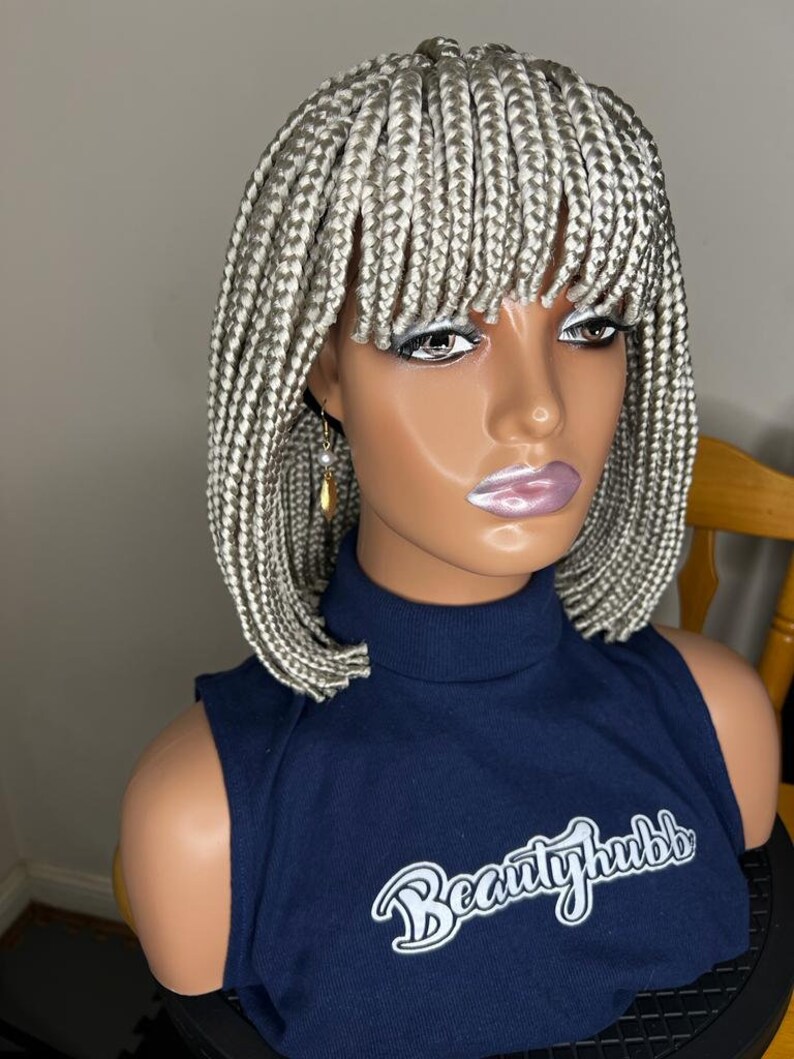Short Fringe Bob Box Braid Wig for Black Women Braided Wigs Etsy