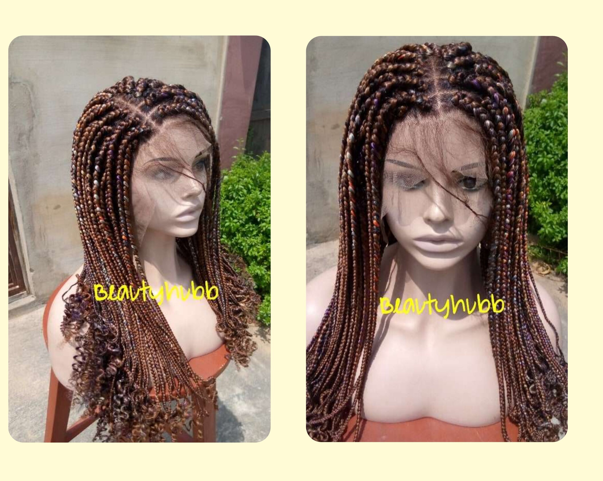 Rainbow Blend Box Braid Wig With Curly Tips Box Braided Wig - Etsy