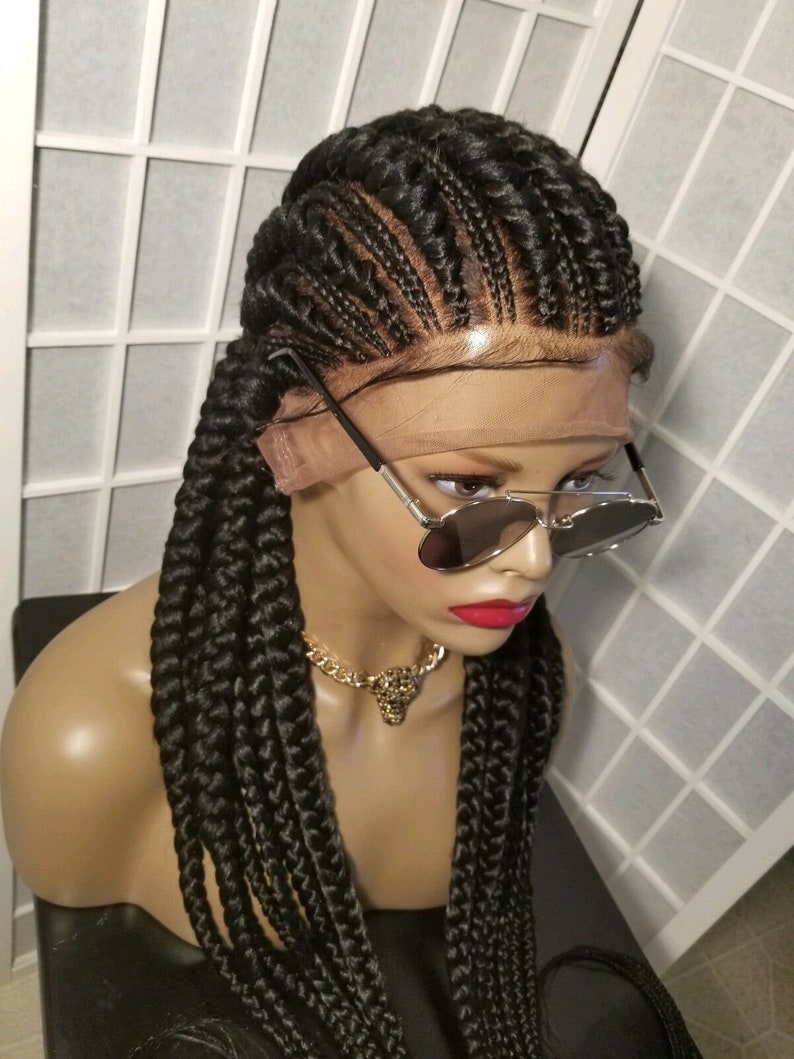 FULL LACE stitch French braids wig Etsy