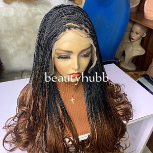 Handmade Knotless Box Braided Wig: Full Lace, Curly Hair (22-24 inch)