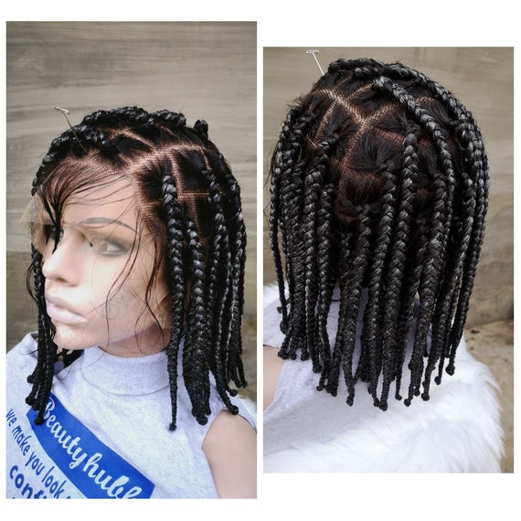 Short Box Braided Wig. Braided Wig With Beads. Lace Closure Short Braided  Wig. Braided Wigs for Black Women. Knotless Braids. Micro Braids -   Canada