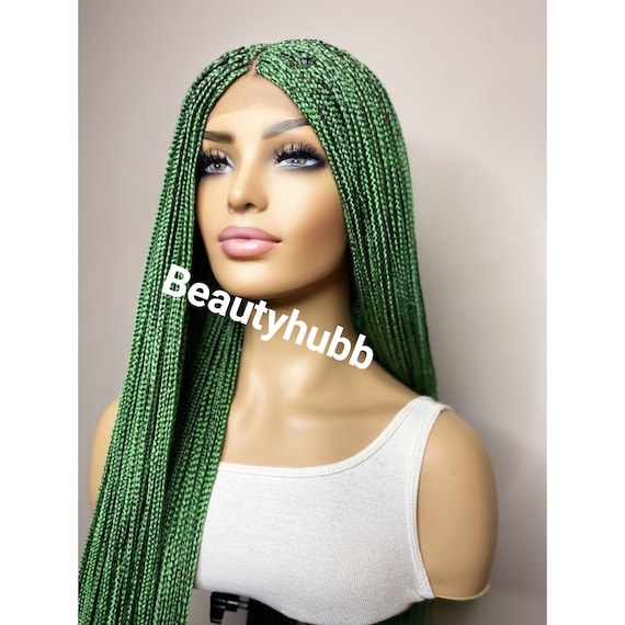 Green Box Braid Wig for Black Women Braided Wigs, Braids Wigs, Lace Wig,  Box Braids Closure Wig Human Hair Custom Braids Handmade Wig -  Canada