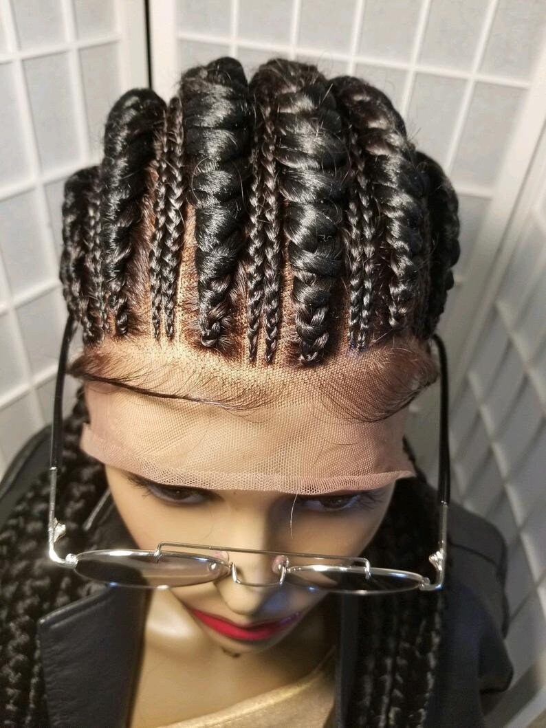FULL LACE stitch French braid wig cornrow Braid wig full Etsy