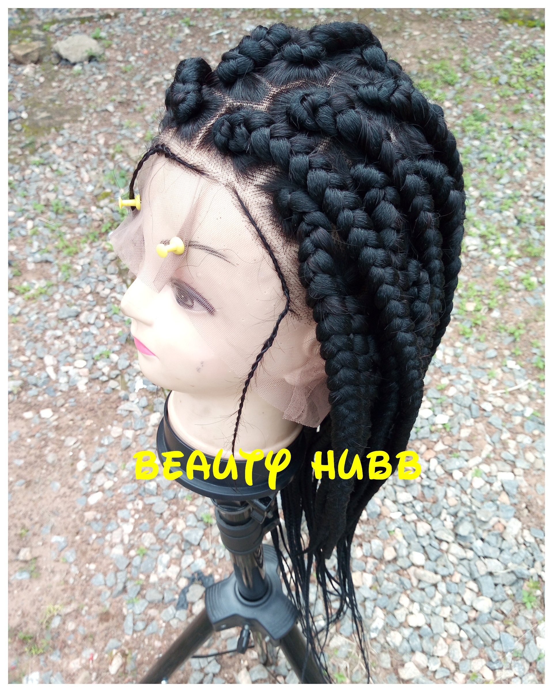 Jumbo Box Braids Full Lace Wig: Black Braids, 22 Inch