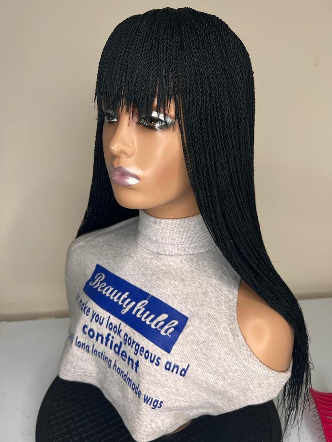 Fringe Twist Micro Braid Wig With Bangs - 16-18 Inch Lace Wig - Etsy