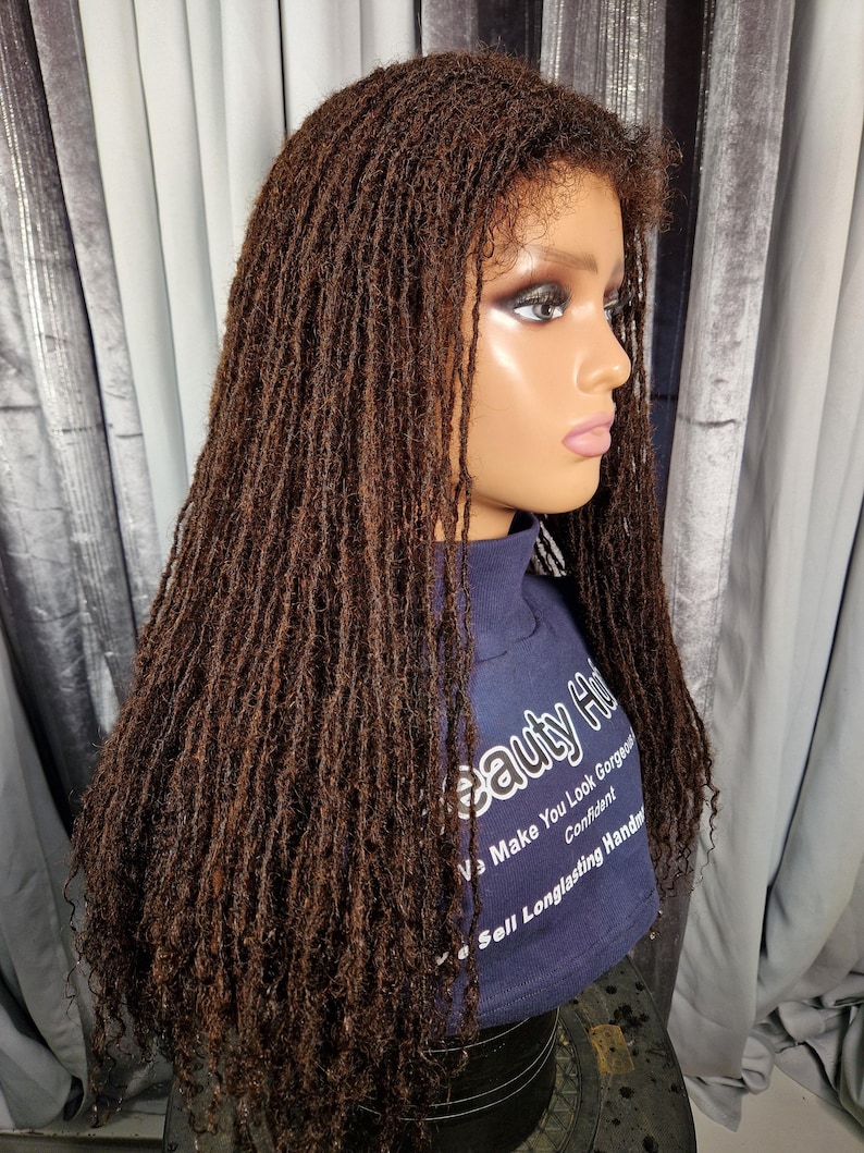 Sister Locs Wig: 20 Inch Human Hair, Glueless 6x6 Lace, Color 4/30 - Etsy