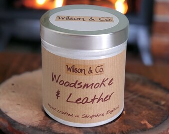 Woodsmoke & Leather Scented Candle 230g