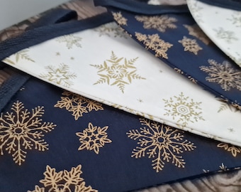 Christmas Bunting - Blue Ivory & Gold Snowflake Design | Christmas decoration | fireplace bunting
