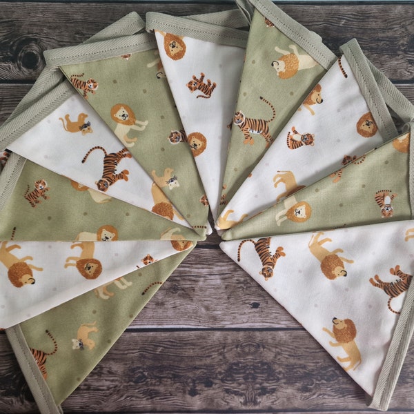 Safari Bunting Double Sided Handmade Fabric Bunting | nursery bunting | nursery décor |  safari décor | safari themed nursery