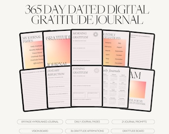 365 Day Digital Hyperlinked Gratitude Journal with Gradient Design