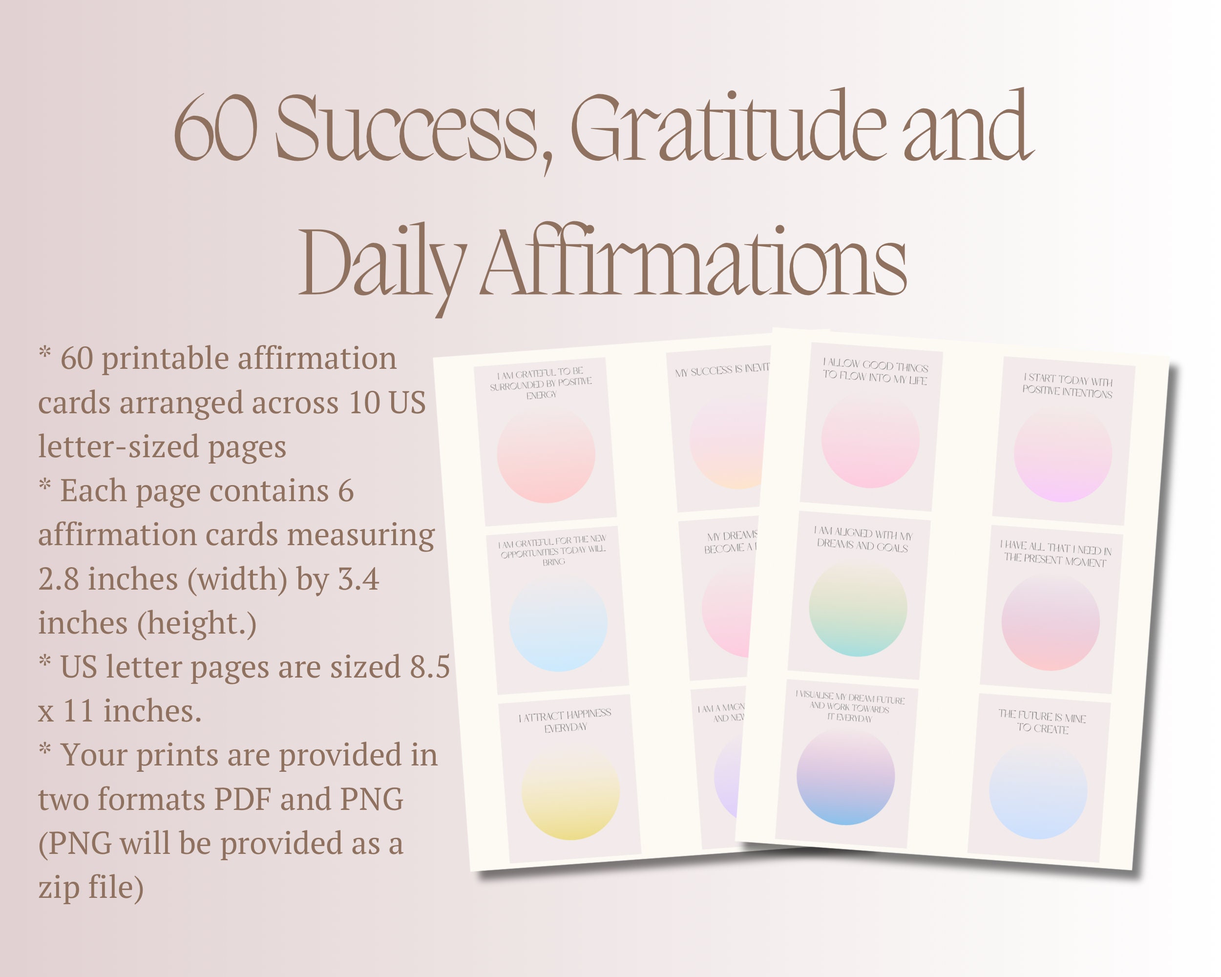 60 Printable Daily Affirmation Cards Words of Affirmation Encouraging ...