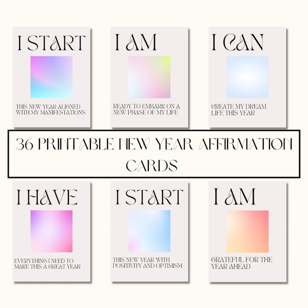 36 Printable 2024 New Year Affirmation Cards Daily Affirmations I Am ...