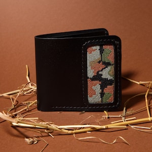 Herren Geldbörse Leder - Leder Portemonnaie mit Stickerei - Ukrainische Herren Geldbörse - Leder Geldbörse - Geschenk für Ihn