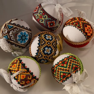 Christmas ornaments handmade -Christmas decoration - Ukrainian Christmas ornaments - Holiday decor -Set of 6 Christmas ornaments