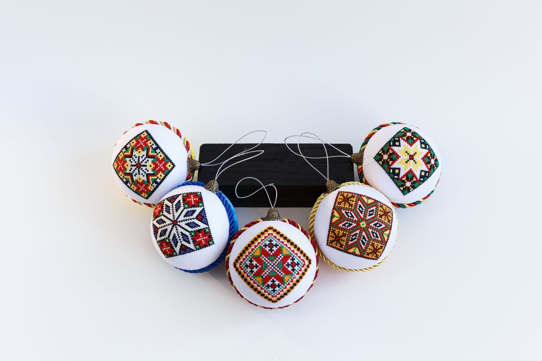 Holiday Decor Ukrainian Christmas Ornaments Embroidered Christmas