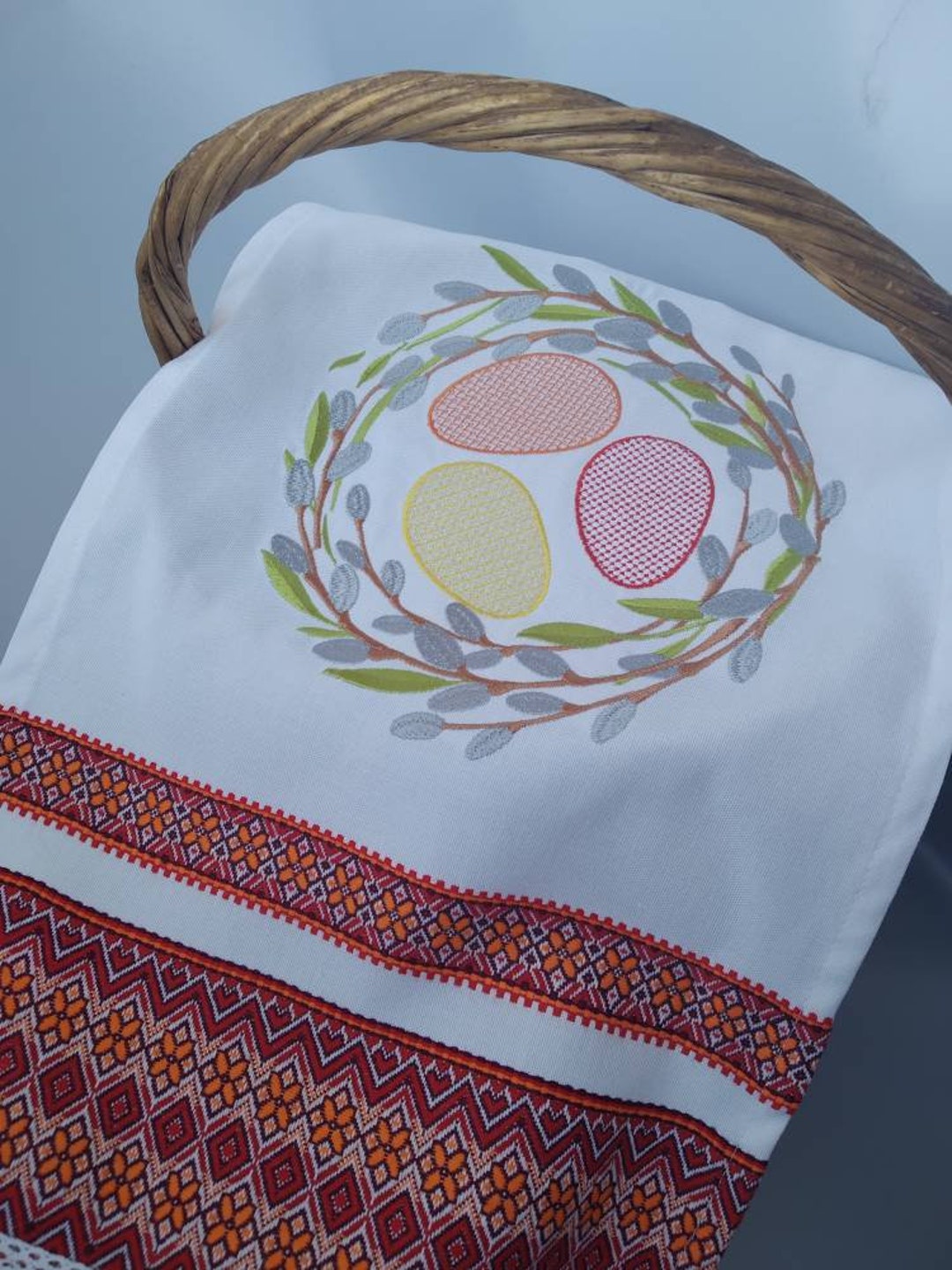 Ukrainian Embroidered Easter Basket Cover Traditional Easter Basket