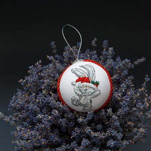Rabbit Christmas Ornament - Bunny Ornament - White Rabbits Bauble -  Holiday decor christmas - Christmas hanging ornament - Christmas decor