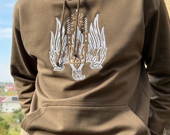 Embroidered Ukrainian Trident Hoodie – Unisex Heritage Sweatshirt