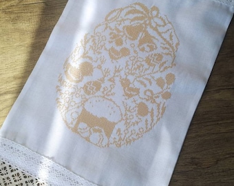 Ukrainian Embroidered Easter Basket Cover - Traditional Table Napkin