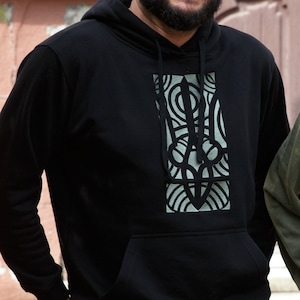 Ukrainian embroidery hoodie - Black hoodies for men women - Ukrainian Heritage Hoody Embroidered Tryzub  - Black hoodie embroidered