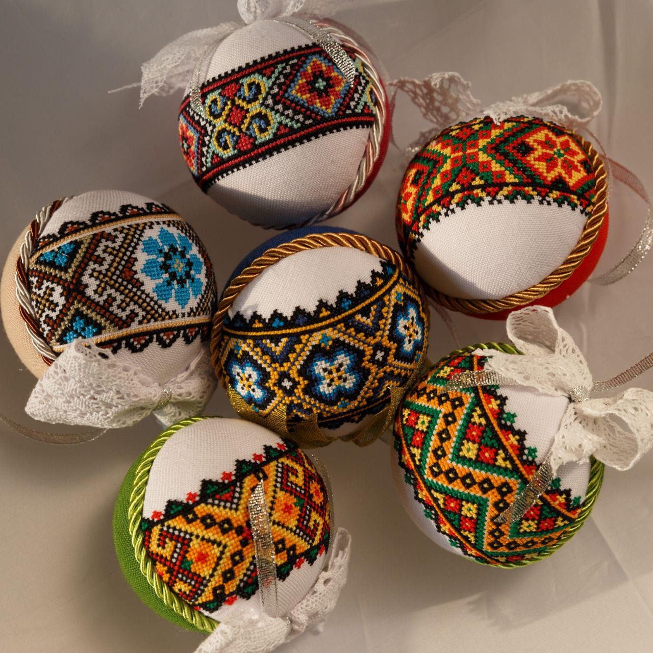 Holiday decor Ukrainian christmas ornaments Cross stitch Etsy