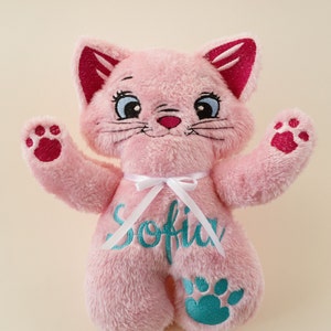 Cat soft toy - Personalised cat toy - Personalised soft toys gifts for kids - Pink toy for a girl
