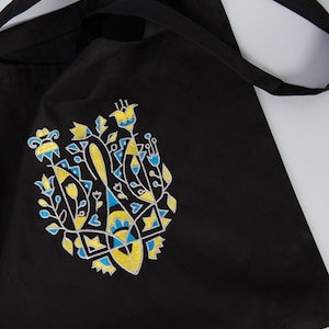 Embroidered tote bag canvas - Black shopping bag for women - Ukrainian tote bag - Modern shopping bag - Ukraine shops