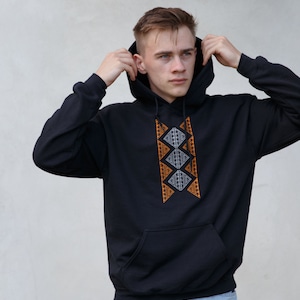 Ukrainian embroidery hoodie - men&#39;s embroidered Hoodies - Ukrainian Heritage Hoody - Ukrainian Traditional Ornament Hoodie With Embroidery