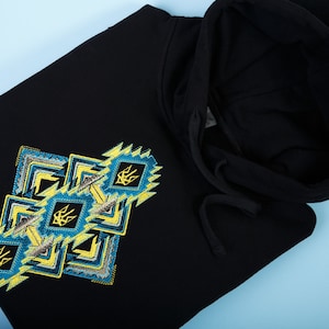 Ukrainian embroidery hoodie - Black hoodies for men women - Ukrainian Heritage Hoody Embroidered Tryzub - Black hoodie embroidered
