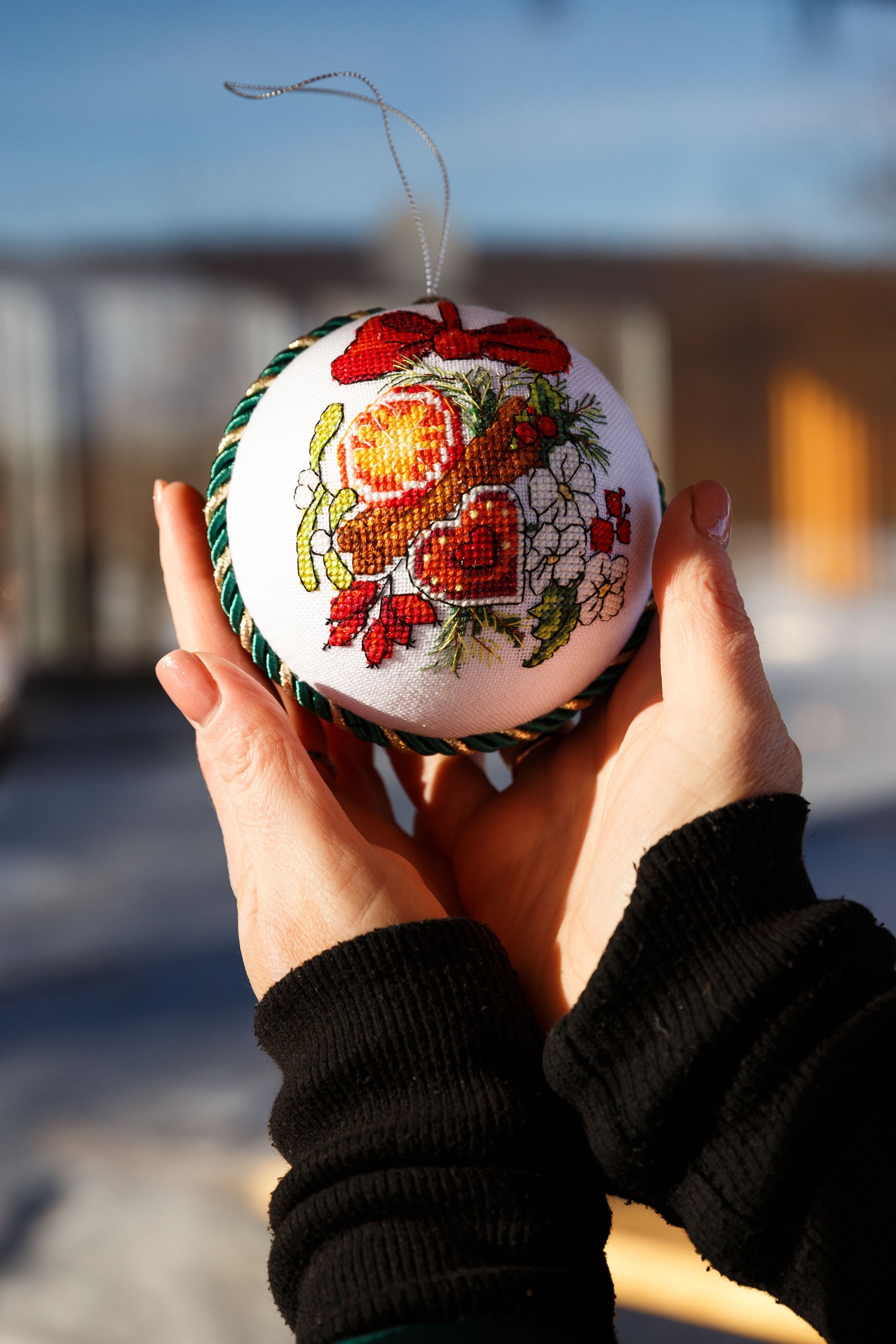 Christmas ornaments handmade - Hanging christmas toy - Cross stitch ornaments -  Christmas gifts for family - Christmas tree decorations