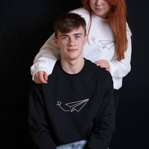 weißer und schwarzer Hoodie für Liebhaber - Stickerei Hoodie custom - Benutzerdefiniertes besticktes Sweatshirt für Erwachsene - Frauen Reisekleidung