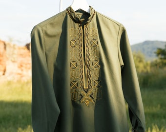 Embroidered Vyshyvanka - Ukrainian Cotton Shirt for Men- Zelensky shirt embroidery