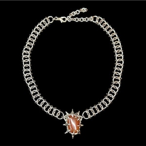 Soldered agate chainmail necklace