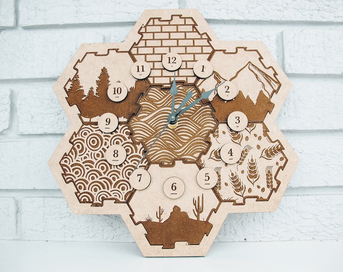 Catan Clock Laser Cut Catan Themed Clock - Etsy