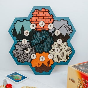 Catan Clock Colorful Laser Cut Catan Themed Clock - Etsy
