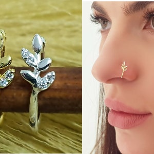925 Silver Plated Fake Faux Fake Clamps Nose Piercing Nose Ring Piercing Helix Ring Nose Piercing